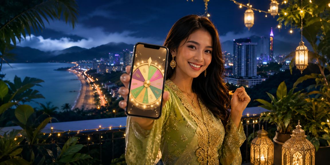 Suasana permainan roulette di Kuantan sempena Hari Raya dengan gaya Melayu yang meriah
