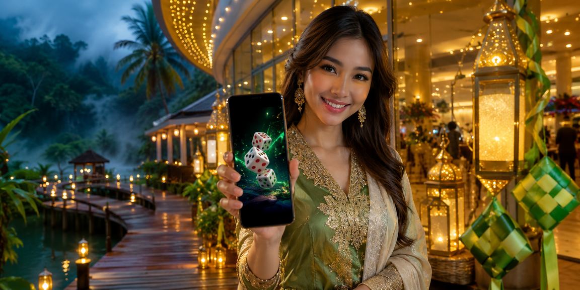 Permainan dadu Hari Raya di Sabah dengan suasana perayaan meriah dan gaya Melayu tradisional